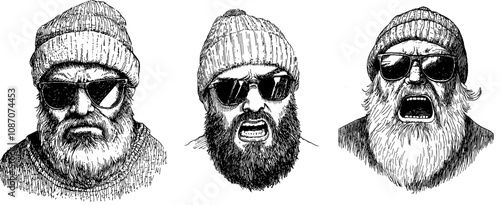 Printed vintage engraving of duck set glasses dressed fashion illustration goose ink sketch. Farm bird background silhouette geese sunglasses hipster hat art.