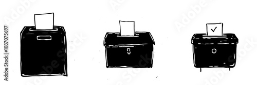 Icon of a voting ballot box for democracy | Black Modern Illustration