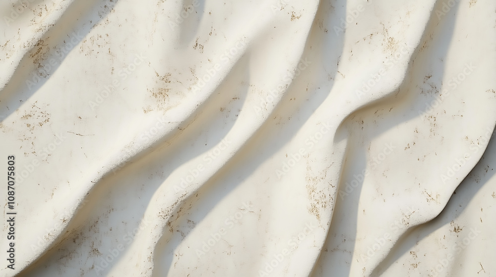Obraz premium A close-up, top-down view of a single-color watercolor wash applied unevenly on textured paper a textured wall painted in beige and ivory watercolors, featuring detailed brushstrokes and natural 