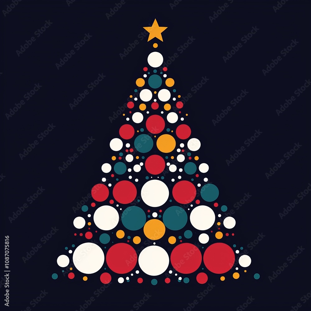 Abstract Christmas tree design with colorful circles. Abstract Christmas tree design with colorful circles.