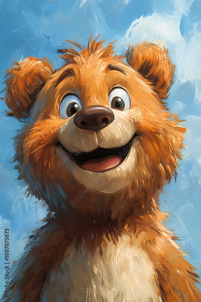 Fototapeta premium smiling bear, 2d vector art style,cartoon stylized, vibrant colors,