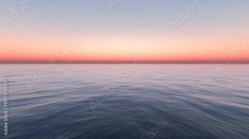 Serene ocean view at sunset with calm waters and soft colors.