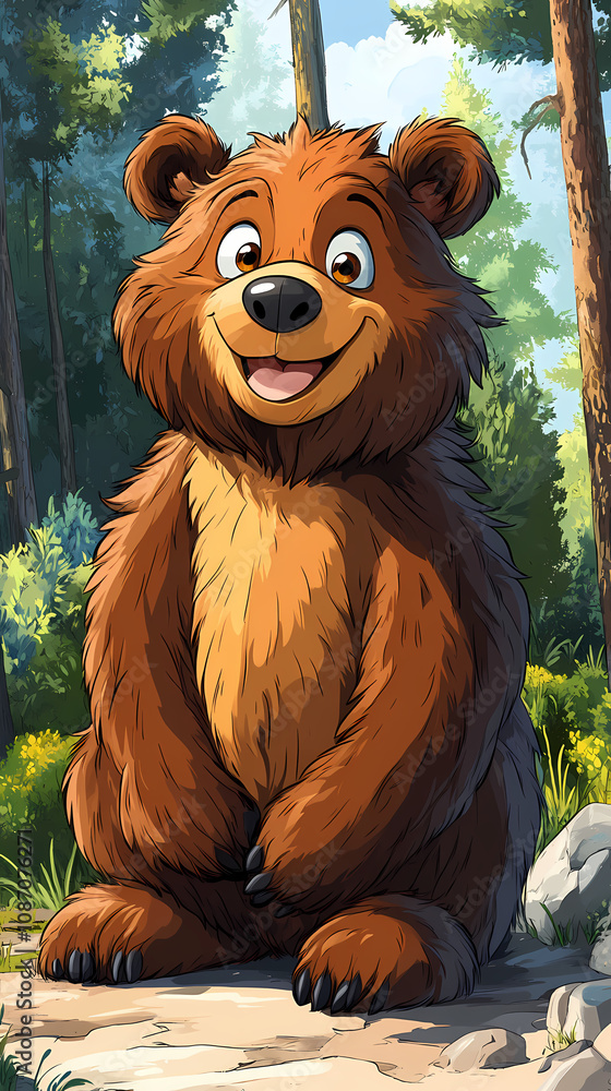 smiling bear, 2d vector art style,cartoon stylized, vibrant colors, smiling bear, 2d vector art style,cartoon stylized, vibrant colors,