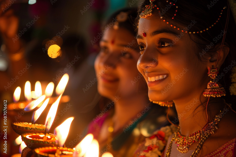 Generative AI Image of Traditional Diwali Festival of Lights with Oil Lamps and Festive Atmosphere Generative AI Image of Traditional Diwali Festival of Lights with Oil Lamps and Festive Atmosphere