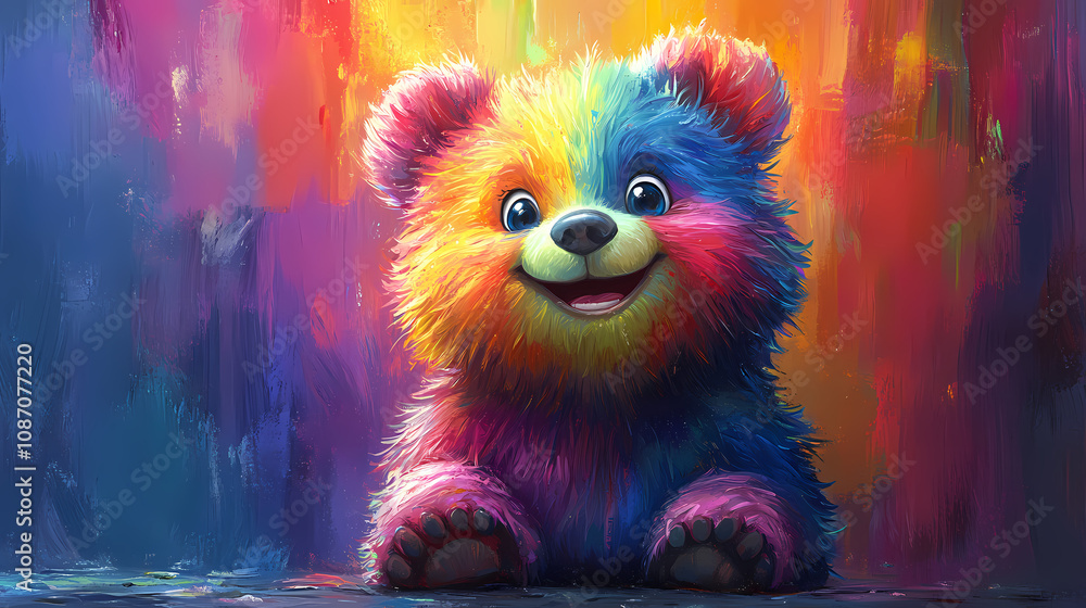 Naklejka premium smiling bear, 2d vector art style,cartoon stylized, vibrant colors, 