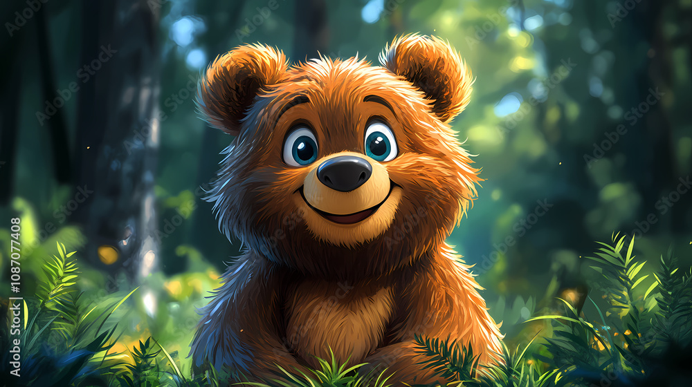 smiling bear, 2d vector art style,cartoon stylized, vibrant colors, smiling bear, 2d vector art style,cartoon stylized, vibrant colors,