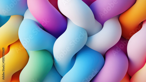 Joyful, vibrant interwoven balloons playful pattern of color