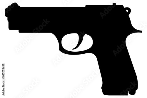 Vector illustration of a small firearm, either a police or military handgun, combined with the silhouette of a classic Colt gun