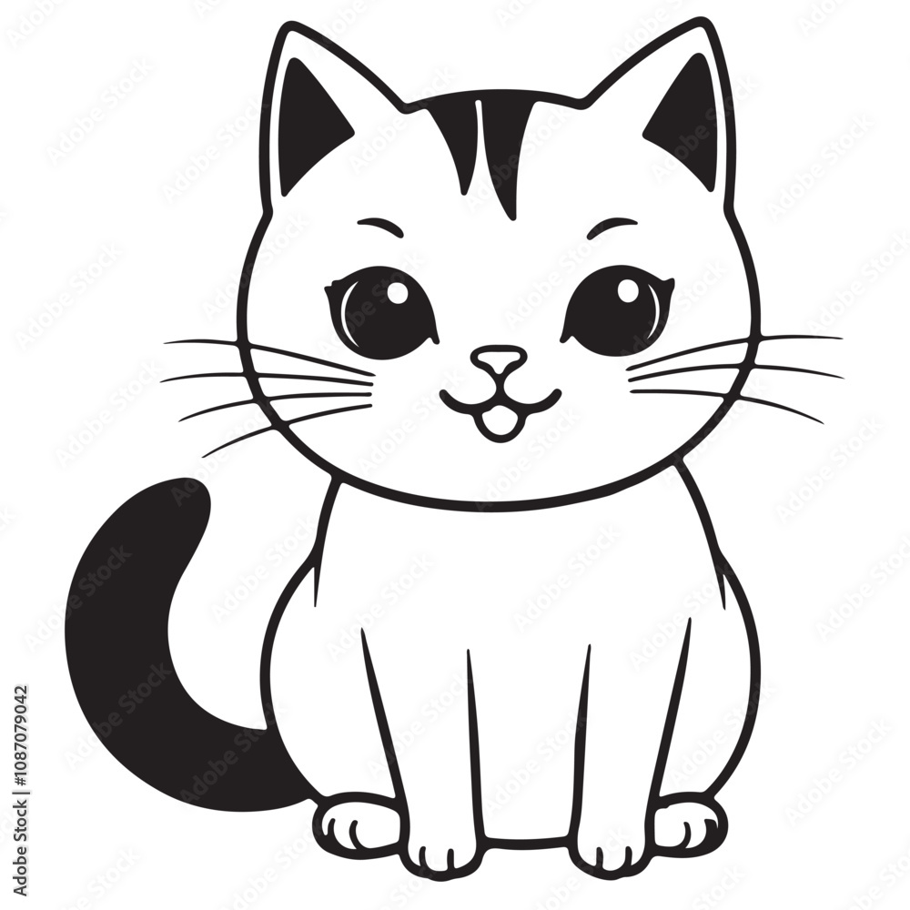 Black and White Cartoon Illustration of Cat or Kitten Animal Character Coloring Book Black and White Cartoon Illustration of Cat or Kitten Animal Character Coloring Book