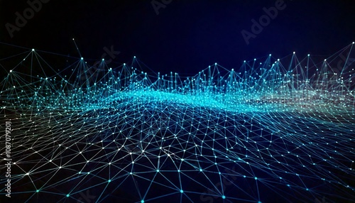 Arrière-plan style réseau digital avec lignes et points lumineux sur fond sombre pour un effet high-tech