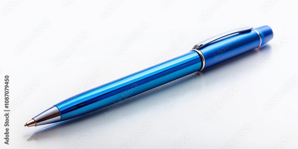 Isolated Blue Pen on White Background: Perfect for Office Supplies, Writing, and Creative Projects with Ample Copy Space for Text or Branding Needs Isolated Blue Pen on White Background: Perfect for Office Supplies, Writing, and Creative Projects with Ample Copy Space for Text or Branding Needs