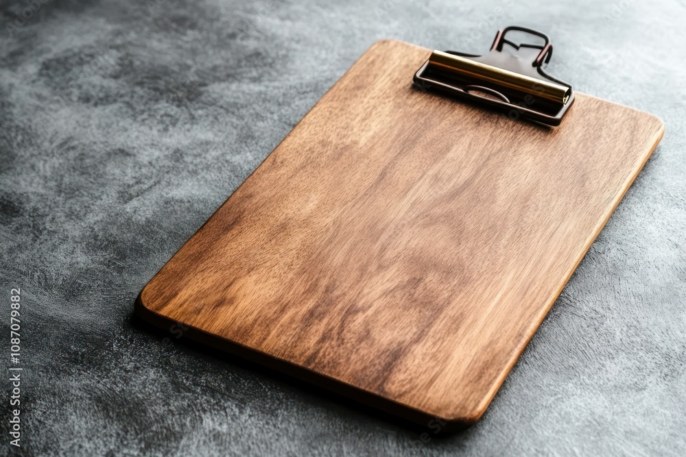 Fototapeta premium Wooden Clipboard on Dark Surface