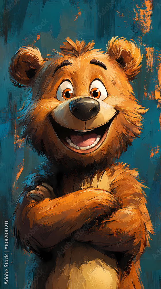 smiling bear, 2d vector art style,cartoon stylized, vibrant colors, smiling bear, 2d vector art style,cartoon stylized, vibrant colors,