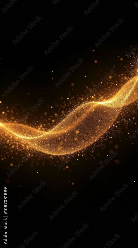 Golden Wave of Sparkling Particles Golden Wave of Sparkling Particles