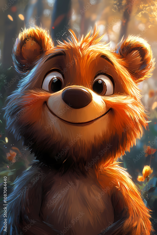 smiling bear, 2d vector art style,cartoon stylized, vibrant colors, smiling bear, 2d vector art style,cartoon stylized, vibrant colors,