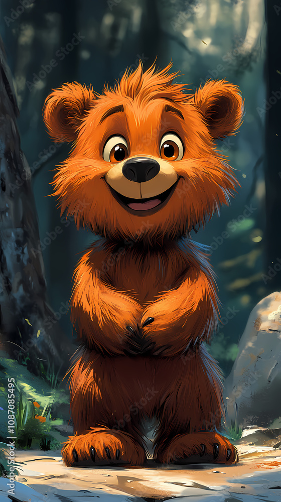 smiling bear, 2d vector art style,cartoon stylized, vibrant colors, smiling bear, 2d vector art style,cartoon stylized, vibrant colors,