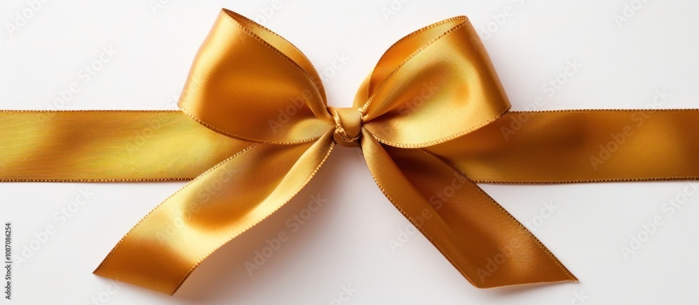 Golden Satin Bow on White Background Golden Satin Bow on White Background