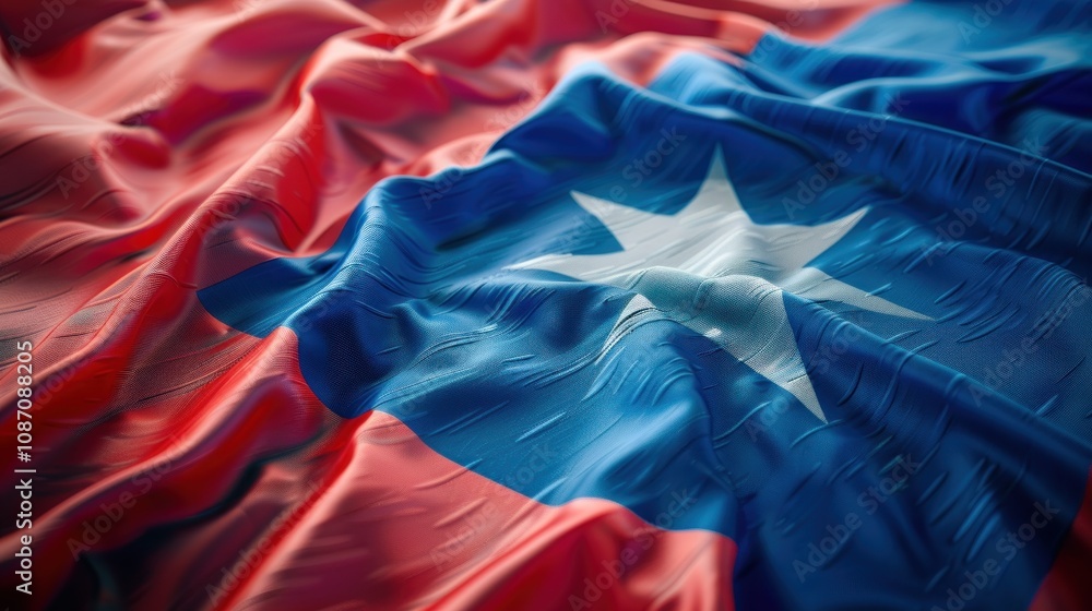 Close-up of a Wrinkled Chilean Flag Close-up of a Wrinkled Chilean Flag
