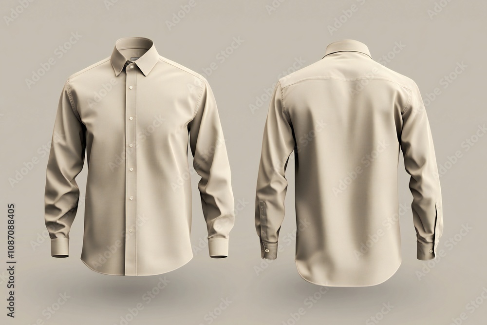 casual or business button up shirt mockup template, front and back view ...