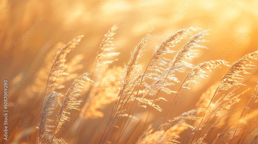 Golden Grass Blades in Soft Evening Light Golden Grass Blades in Soft Evening Light