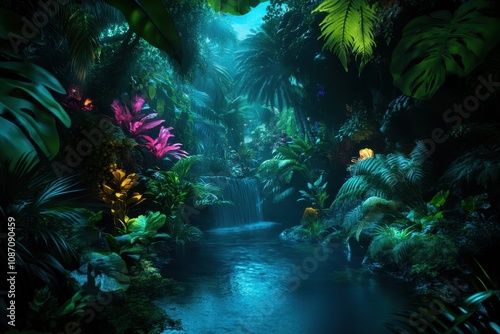 Vibrant Rainforest Complex Biome Teeming with Diverse Flora and Fauna in Lush Greenery