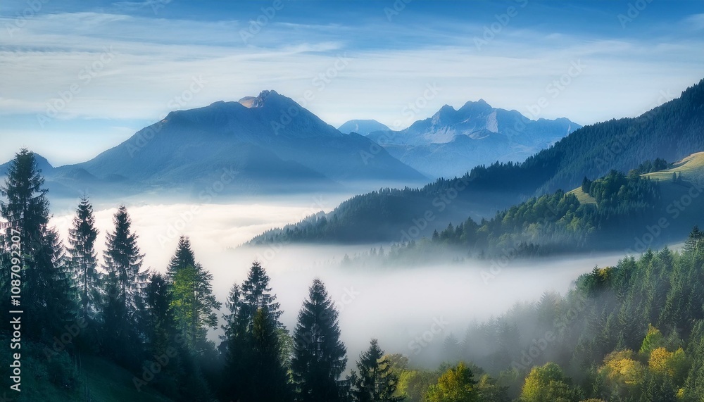 The mountains seem to whisper secrets in the fog. The mountains seem to whisper secrets in the fog.