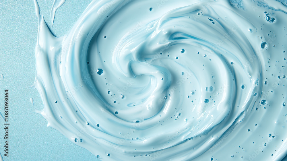 Fototapeta premium Blue Cosmetic Gel Texture with Air Bubbles