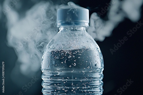 Condensation on a Water Bottle: The Beauty of Steam and Bubbles photo