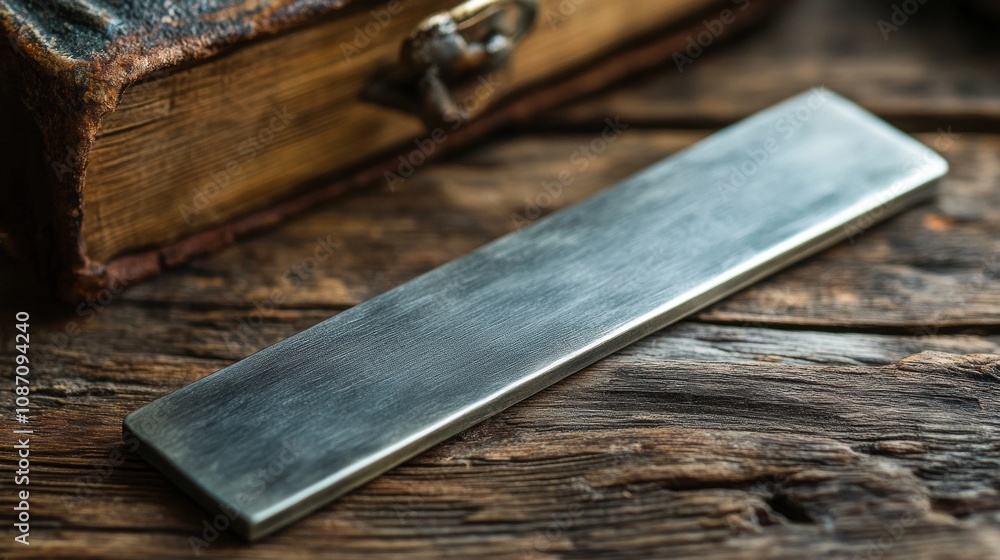 A rustic, timeworn, wooden book with metal elements and polished wood texture evokes nostalgia and vintage charm against a textured wooden backdrop A rustic, timeworn, wooden book with metal elements and polished wood texture evokes nostalgia and vintage charm against a textured wooden backdrop