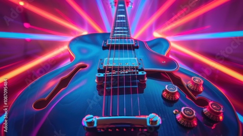 Electric Guitar in Neon Lights