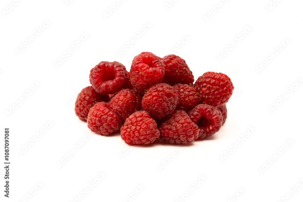 Tasty fresh raspberry isolated on a white background. Top view. Tasty fresh raspberry isolated on a white background. Top view.