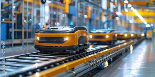 Automated Guided Vehicles on Factory Floor, Robotics in Material Transport for Manufacturing Facility