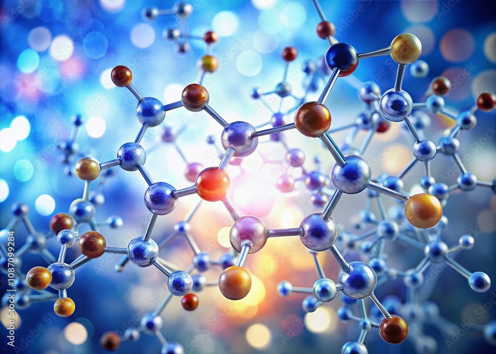 Magnificent Isolated Molecule with Bokeh Effect on White Background, Showcasing Intricate Structures and Vibrant Colors for Scientific and Educational Use Magnificent Isolated Molecule with Bokeh Effect on White Background, Showcasing Intricate Structures and Vibrant Colors for Scientific and Educational Use