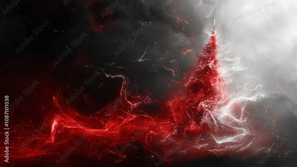 Black and red abstract festive background of a red smoky ethereal christmas tree and black background. Black and red abstract festive background of a red smoky ethereal christmas tree and black background.