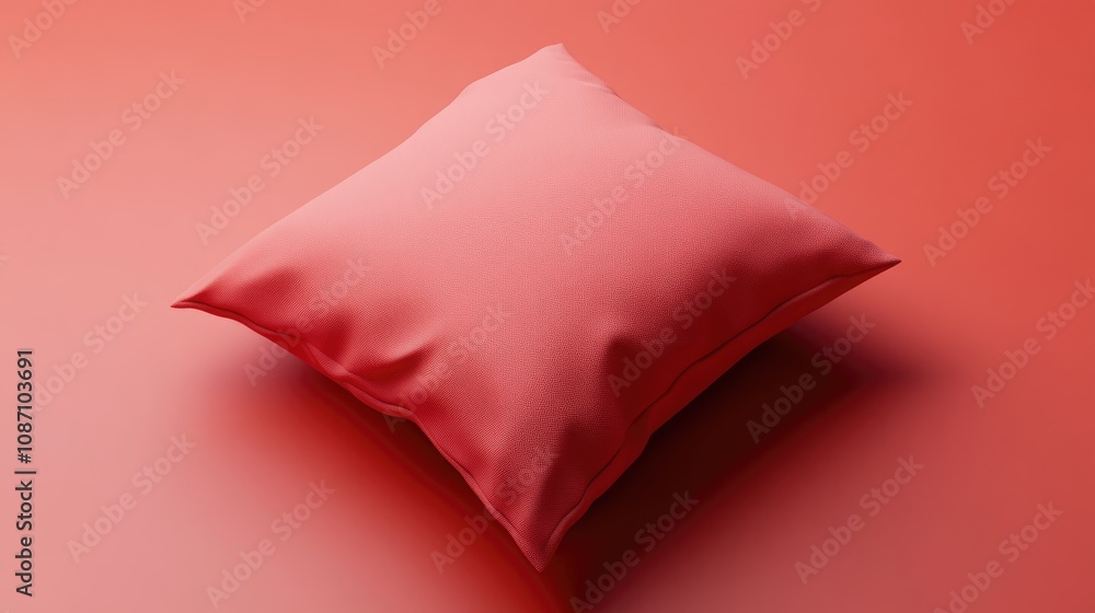 Minimalistic 3D pillow icon with smooth, simple shapes set against a soft red background, emphasizing clean design and modern aesthetics. Minimalistic 3D pillow icon with smooth, simple shapes set against a soft red background, emphasizing clean design and modern aesthetics.