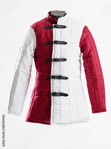 Historical fashion. Medieval knight cloth. Padded jacket gambeson. photo