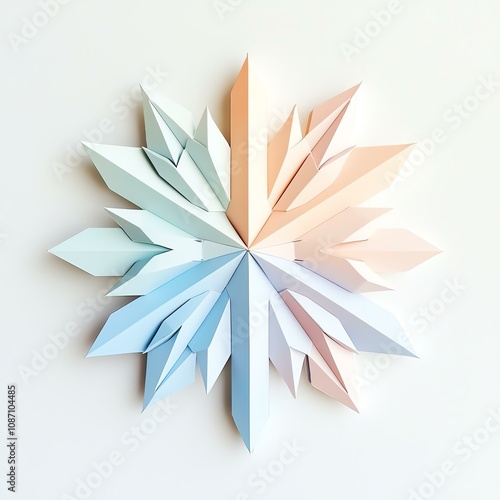 Colorful paper snowflake design, white isolate background