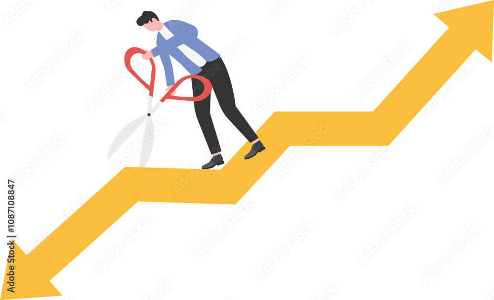 Smart businessman uses scissor to cut the arrows are negatively negative
Smart businessman uses scissor to cut the arrows are negatively negative