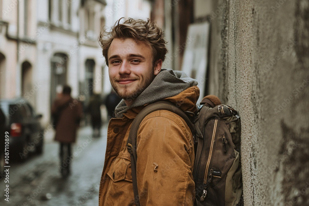 Adventurous Smiles: A Young Traveler in an Urban Setting Adventurous Smiles: A Young Traveler in an Urban Setting