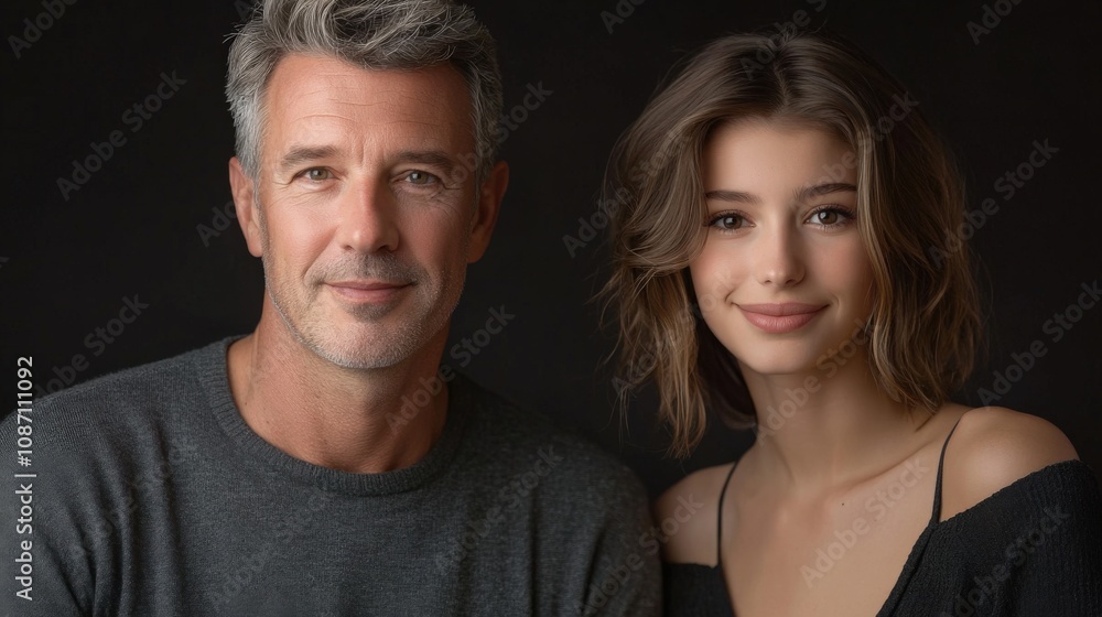 Close-up portrait of a man and a woman smiling at the camera