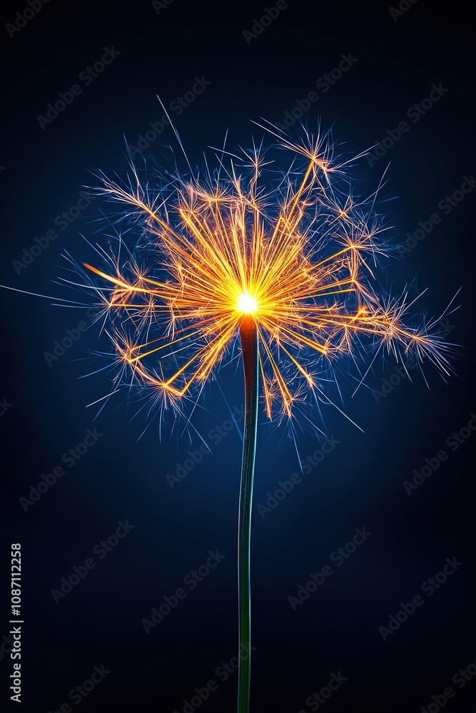 Sparkling Firework on Dark Background Sparkling Firework on Dark Background