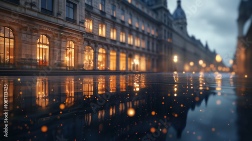 Twilight at Place de la Bourse with Reflections in Miroir dEau photo