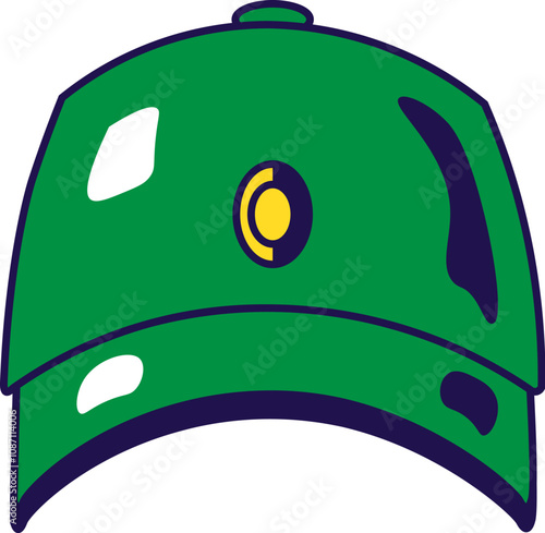 Vector graphic illustration of military cap in cartoon style. Uniform headwear. The icon is perfect for web design, decorative elements, print, stickers, or social media. The image is isolated on the 