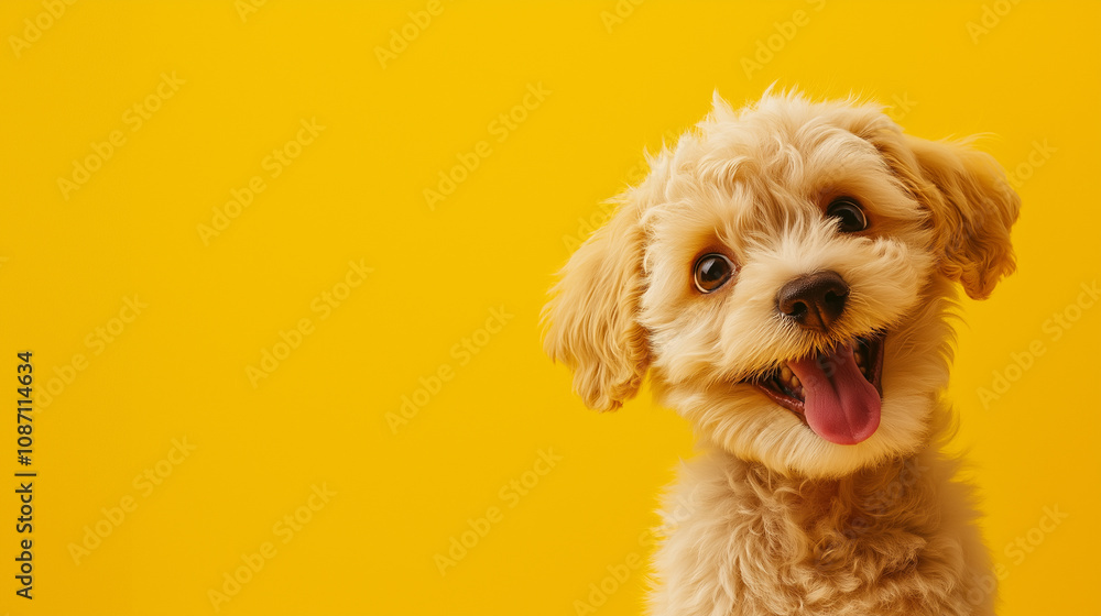 Cartoon puppy with an excited expression, wide open eyes, and tongue out in a playful manner Cartoon puppy with an excited expression, wide open eyes, and tongue out in a playful manner