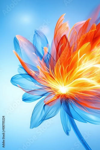 Fiery Blue Abstract Flower.