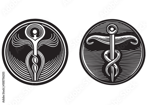 women nurse logo vector silhouette, nurse icon vector, nurse silhouette vector icon logo illustration on white background.