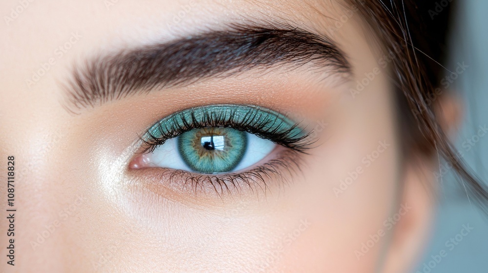 A woman with green eyes and brown eyebrows A woman with green eyes and brown eyebrows