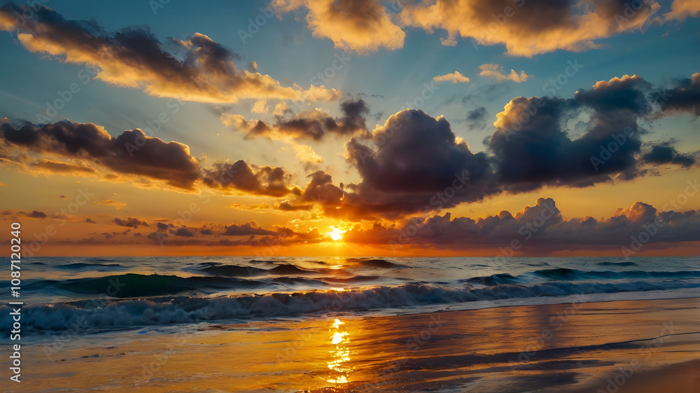 Obraz premium Beautiful sunrise over the sea