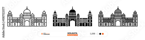 Kolkata Line Icon. West Bengal_India, Silhouette, Color Symbol, Editable Stroke.