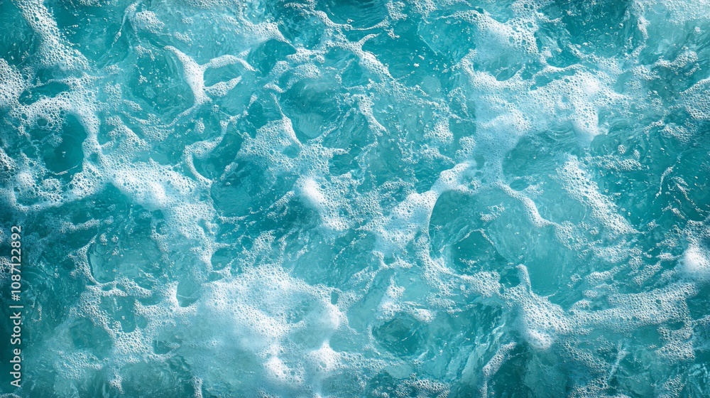 Fototapeta premium Abstract ocean water texture with white foam.